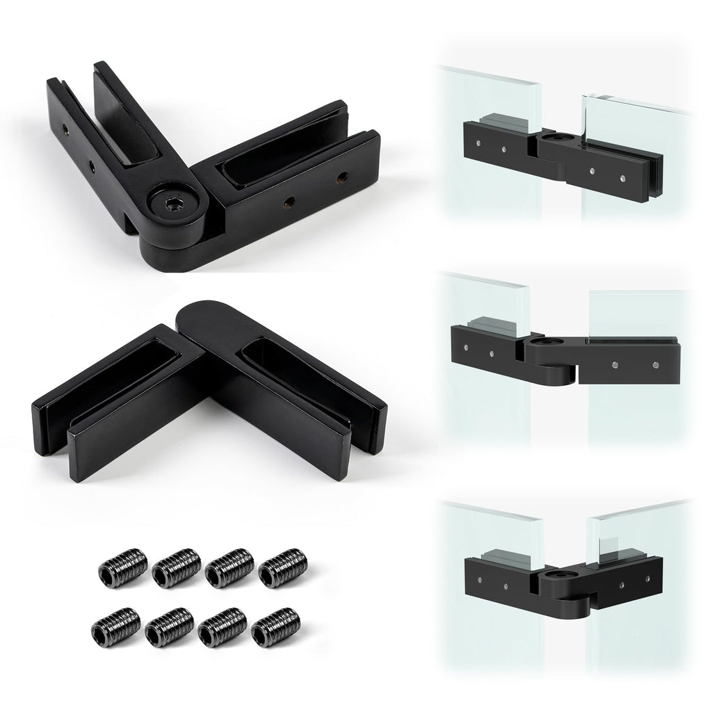 Pince verre à verre articulée en inox 2205 – Finition Miroir / Satin / Noir – Connecteur réglable pour panneaux en verre