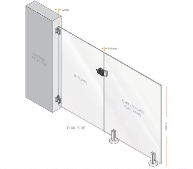 Serrure magnétique inox 2205 pour porte en verre – Sécurité piscine